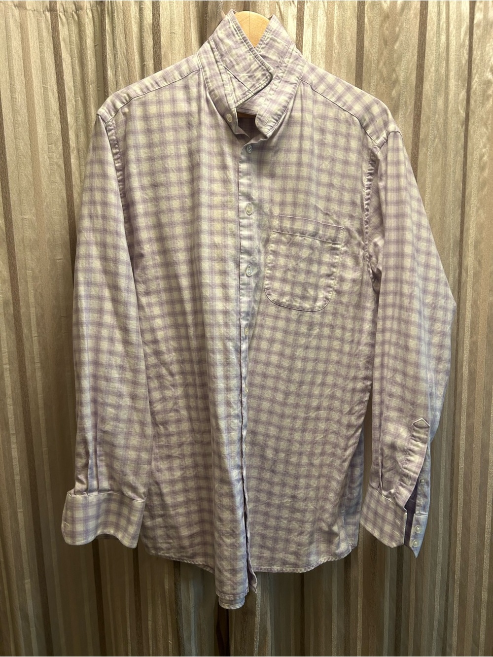Men's Jones New York Light Purple Check Button-Up Shirt, Mens 16.5